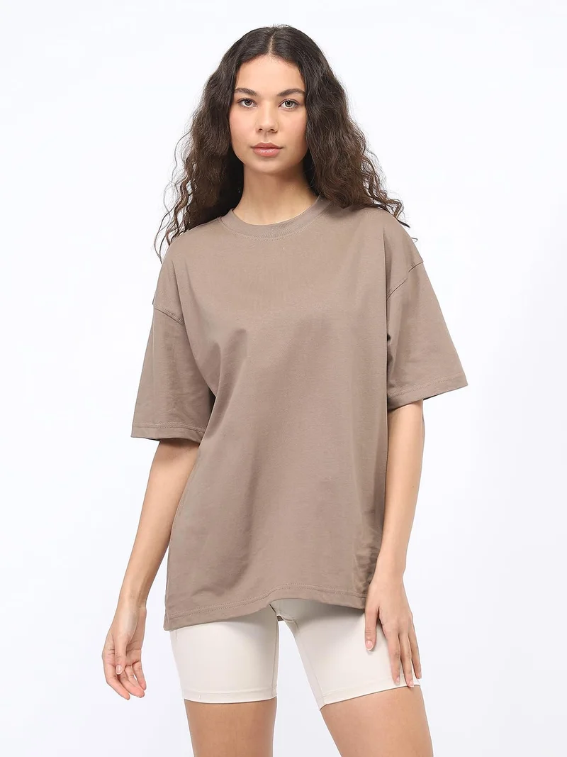 NOBERO Oversized Fit T-Shirt for Women in Brown