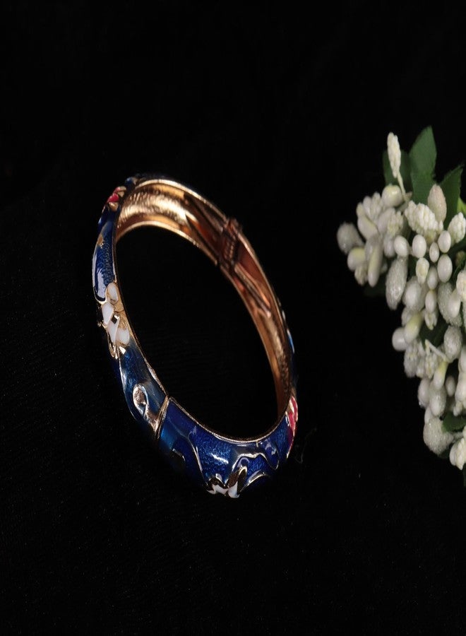 STYOLLO Stylish Alloy MontanaBlue Enamel Metal Bracelet Set For Women & Girls | Beautiful Cuff Kada Charm Gift for Birthday | Gold Plated Bracelet | Ideal for Wedding & Festival Bracelet - Image 2
