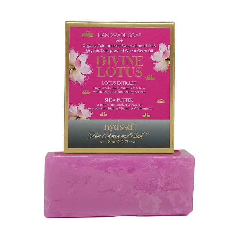 Nyassa Nyassa Luxurious Divine Lotus Handmade Natural Bathing Soap  Lotus Extract  Almond Oil Lotus Fragrance All Skin Type 150gm  - Image 1