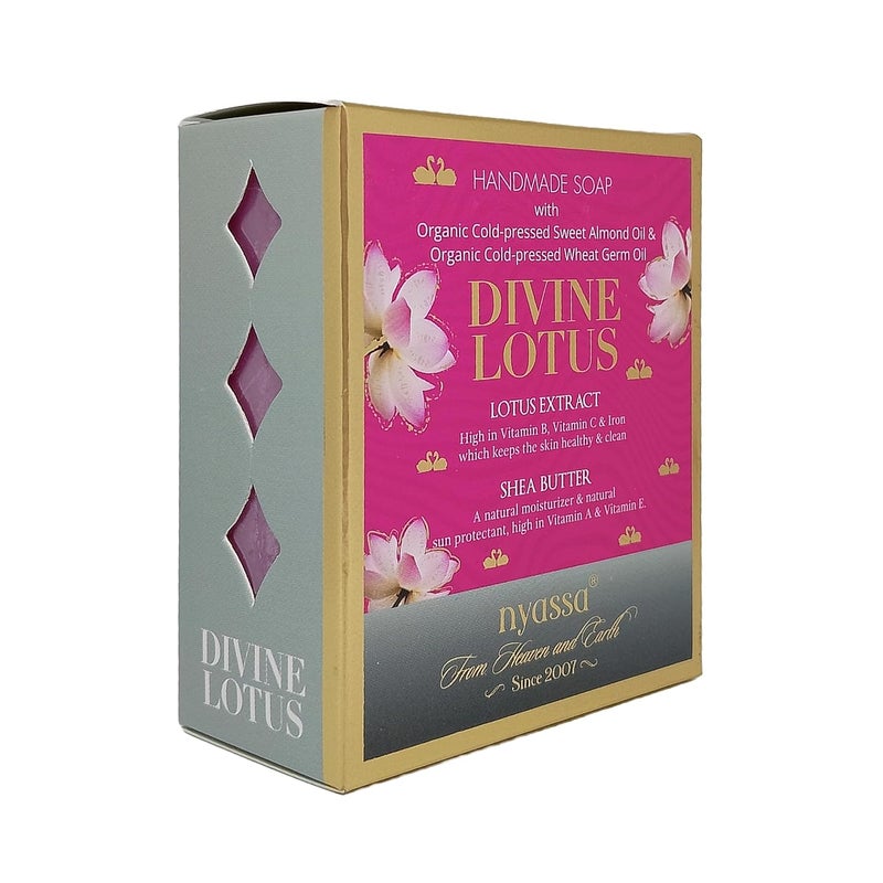Nyassa Nyassa Luxurious Divine Lotus Handmade Natural Bathing Soap  Lotus Extract  Almond Oil Lotus Fragrance All Skin Type 150gm  - Image 3