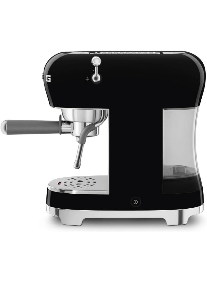 Smeg ECF02BLUK, 50's Retro Style Aesthetic Espresso Coffee Machine, Professional Pressure and Anti Drip System, Adjustable Cappuccino System, Flow Stop Function, 1 L Removeable Tank, Black 1.7 L 1350 W ECF02BLUK black - Image 2