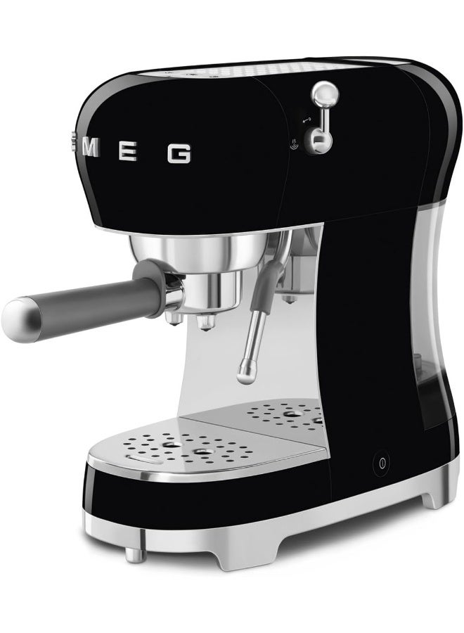 Smeg ECF02BLUK, 50's Retro Style Aesthetic Espresso Coffee Machine, Professional Pressure and Anti Drip System, Adjustable Cappuccino System, Flow Stop Function, 1 L Removeable Tank, Black 1.7 L 1350 W ECF02BLUK black - Image 3