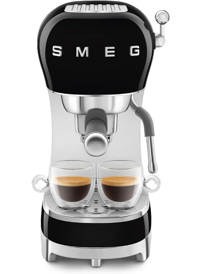 Smeg ECF02BLUK, 50's Retro Style Aesthetic Espresso Coffee Machine, Professional Pressure and Anti Drip System, Adjustable Cappuccino System, Flow Stop Function, 1 L Removeable Tank, Black 1.7 L 1350 W ECF02BLUK black - Image 4