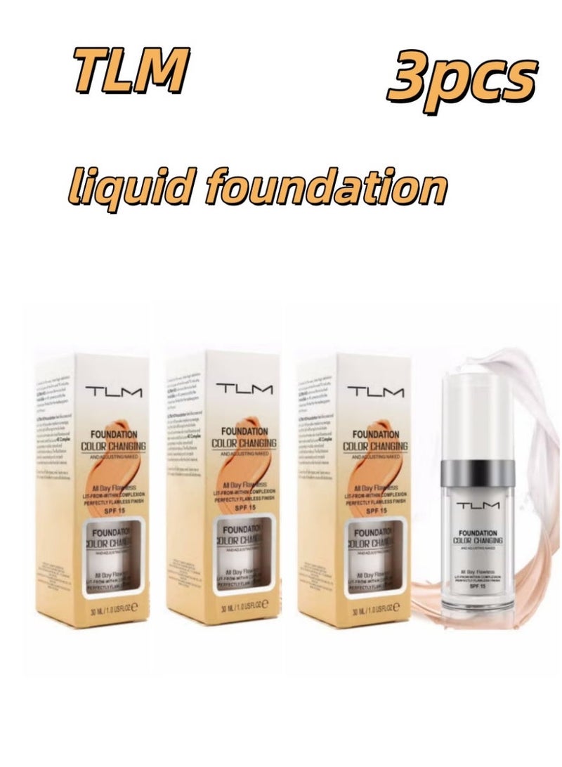 تي إل إم كريم أساس TLM متكيف مع لون البشرة – فاونديشن سائل يتكيف مع درجات البشرة، تغطية كاملة مع خافي عيوب وقاعدة مكياج، تركيبة خفيفة بلمسة طبيعية (قطعة واحدة) - Image 2