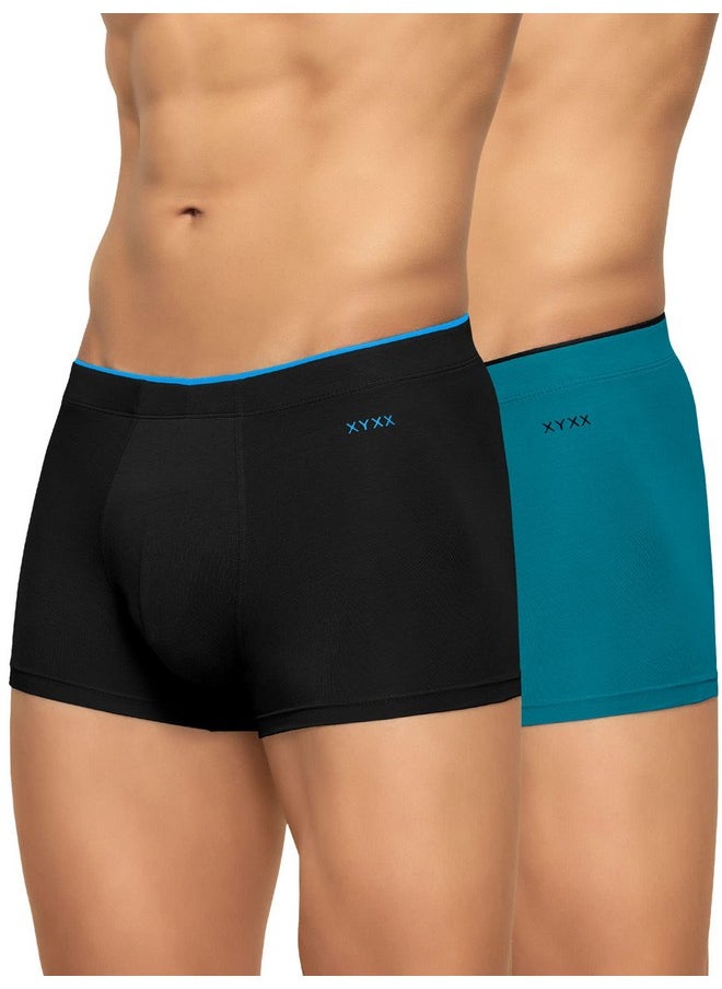 XYXX XYXX Men's Modal Classic Stretch Solid Trunks (Pack of 2) (XYTRNK_R1_2_Teal Blue+Black_2XL)  - Image 1