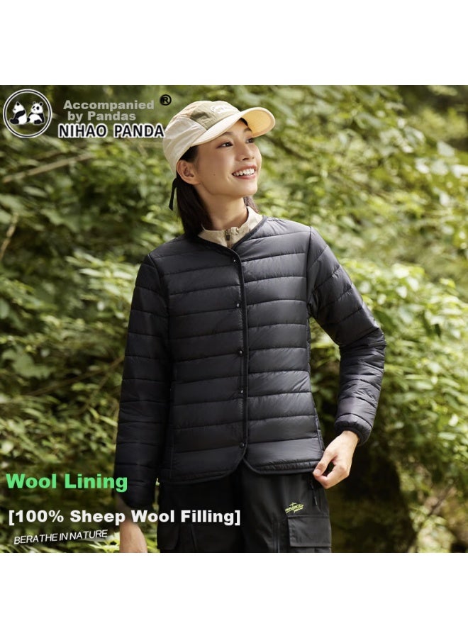 Pandas Panda Companion سترة رياح نسائية 3 في 1 ذات طبقة صوف داخلية قابلة للفصل لفصول الربيع والخريف والشتاء، معطف أسود صغير جديد - Image 2