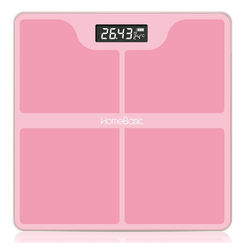 Home Basic ميزان وزن رقمي لجسم الإنسان | ميزان بوزن زجاجي مقوى | سعة 180 كجم، 4 أوضاع وحدات، دقة عالية 0.1 جرام، ميزة الخطوة، تشغيل/إيقاف تلقائي، شاشة LCD، شبكة درجة الحرارة - Image 1