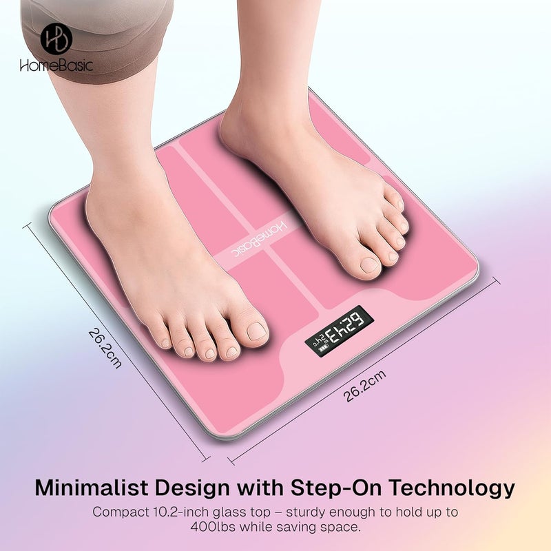 Home Basic ميزان وزن رقمي لجسم الإنسان | ميزان بوزن زجاجي مقوى | سعة 180 كجم، 4 أوضاع وحدات، دقة عالية 0.1 جرام، ميزة الخطوة، تشغيل/إيقاف تلقائي، شاشة LCD، شبكة درجة الحرارة - Image 5