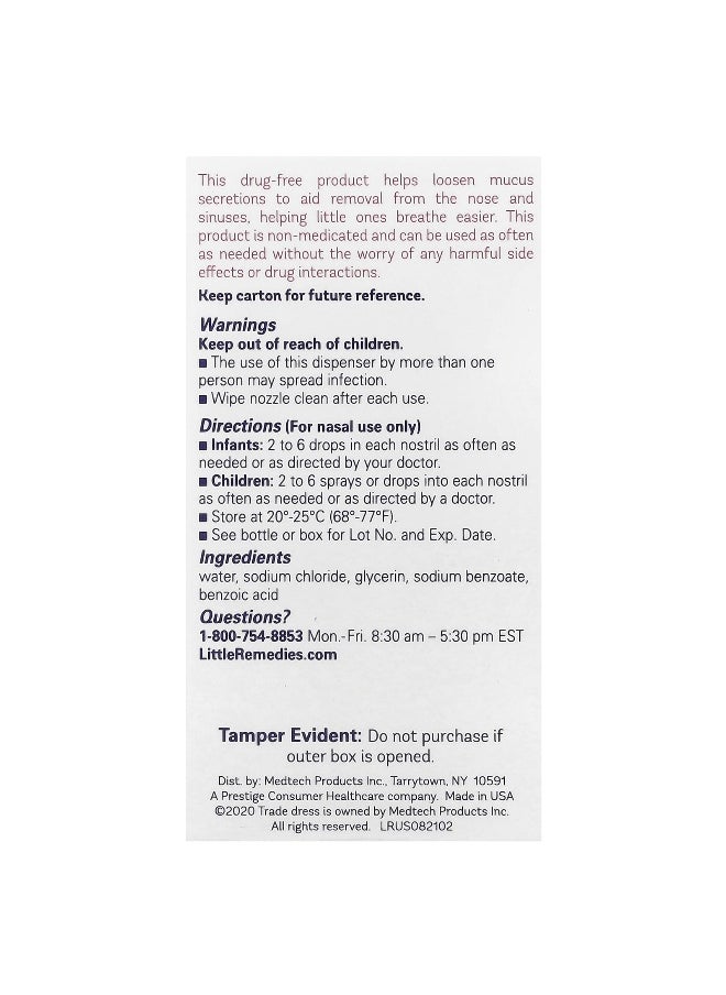 Little Remedies Little Remedies, Saline Spray + Drops, For Noses, 0.5 fl oz (15 ml)  - Image 3