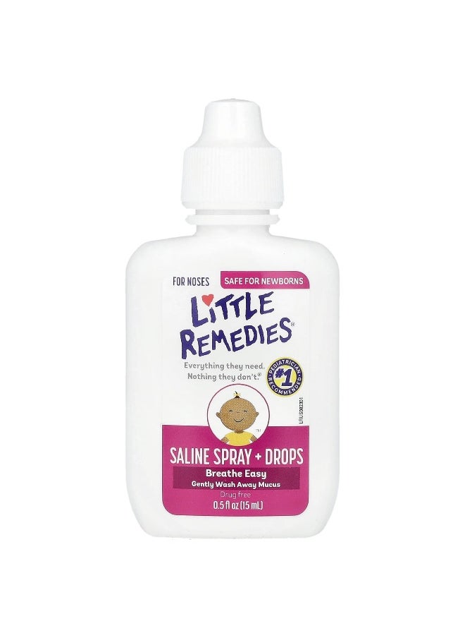 Little Remedies Little Remedies, Saline Spray + Drops, For Noses, 0.5 fl oz (15 ml)  - Image 1