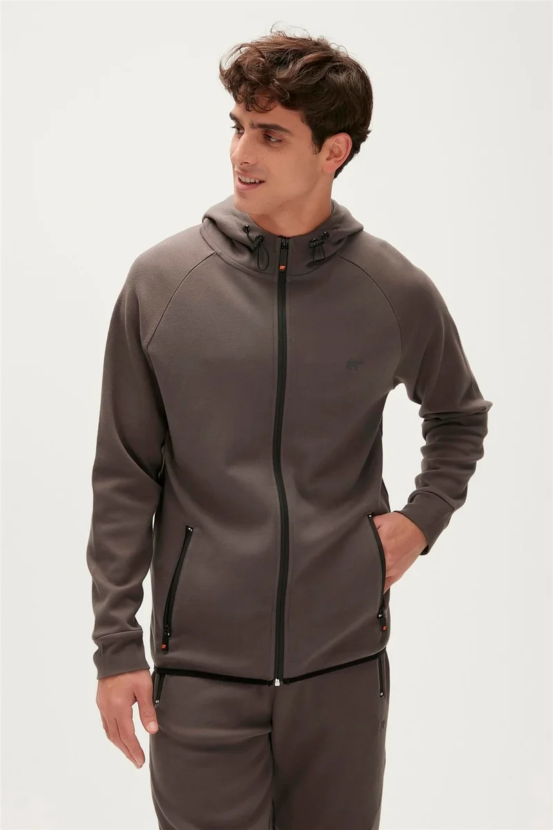 باد بير Leo Full-Zip Hoodie Anthracite Zippered Hooded Men's Sweatshirt