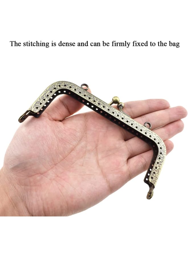 12.5cm Length Square Frame Kiss Clasp Smooth Grip Action Close Securely Neutral Appearance Metal Decorative Buckle Lock Hasp Bronze 8 PCS for DIY Craft Wallets Bags  - Image 5