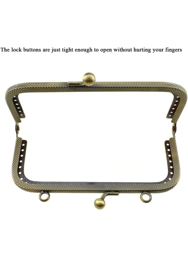 12.5cm Length Square Frame Kiss Clasp Smooth Grip Action Close Securely Neutral Appearance Metal Decorative Buckle Lock Hasp Bronze 8 PCS for DIY Craft Wallets Bags  - Image 3