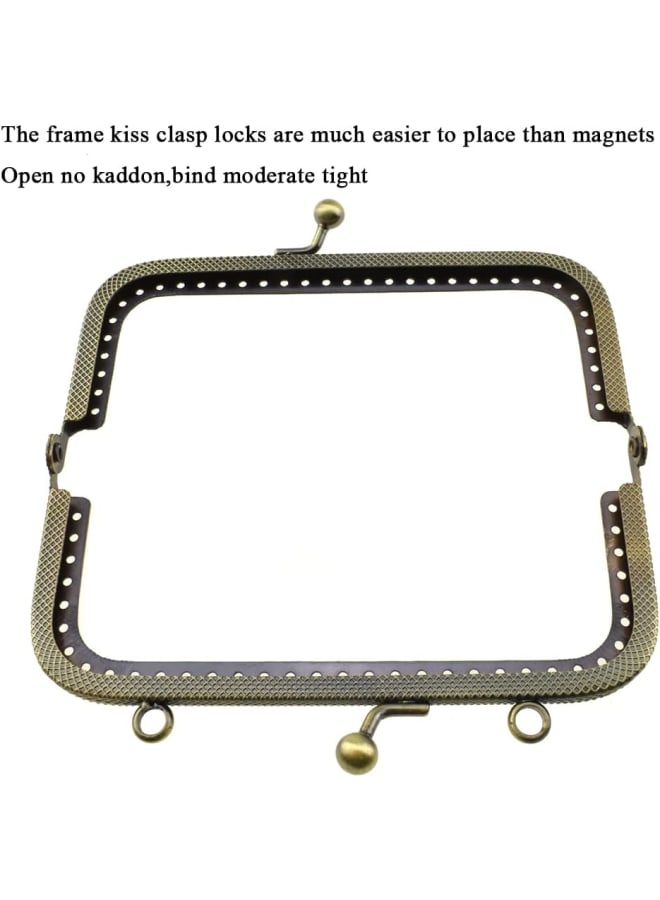 12.5cm Length Square Frame Kiss Clasp Smooth Grip Action Close Securely Neutral Appearance Metal Decorative Buckle Lock Hasp Bronze 8 PCS for DIY Craft Wallets Bags  - Image 4