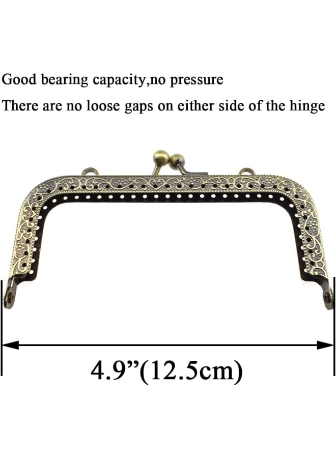 12.5cm Length Square Frame Kiss Clasp Smooth Grip Action Close Securely Neutral Appearance Metal Decorative Buckle Lock Hasp Bronze 8 PCS for DIY Craft Wallets Bags  - Image 2
