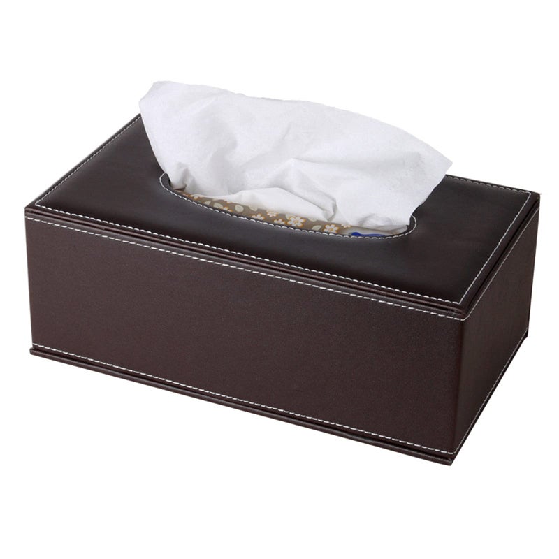Highend Fashion Pu Leather Tissue Box Holder Business BlackRectangular Tissue Box CoverNapkin Holder Drawer Paper DispenserHome Office car Tissue Holder with Magnetic Bottom Brown
