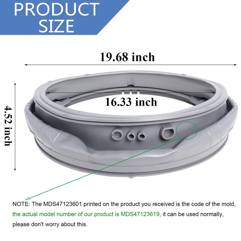 وادوي حشية الباب Mds47123619 متوافقة مع غسالات إل جي ذات التحميل الأمامي Wm3270Cw Wm3270Cw/00 Wm3500Cw/00 Wm3670Hva/01 Wm3700Hva/00 سدادة صندوق الباب مع أداة إزالة توسيع زنبرك الغسالة 383Eer4001A - Image 3
