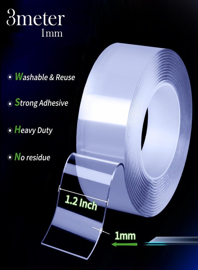 Roktry Double Sided Heavy Duty Mounting Tape, Suitable for Wall Decor, Double Stick Carpet and Removable Picture Hanging, Clear Double Sided adhesive Tape, Washable and Reusable - Image 2