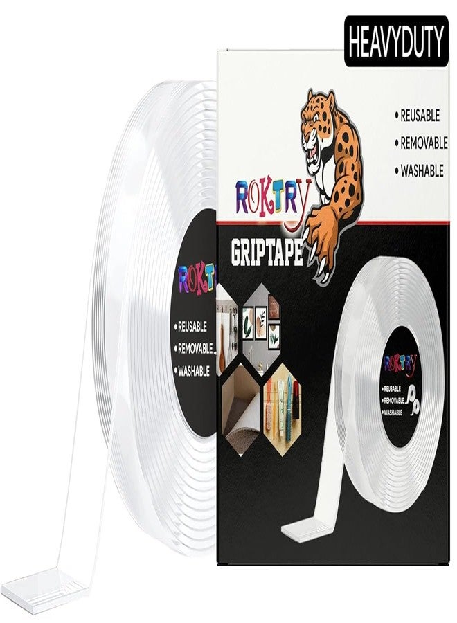 Roktry Double Sided Heavy Duty Mounting Tape, Suitable for Wall Decor, Double Stick Carpet and Removable Picture Hanging, Clear Double Sided adhesive Tape, Washable and Reusable - Image 1