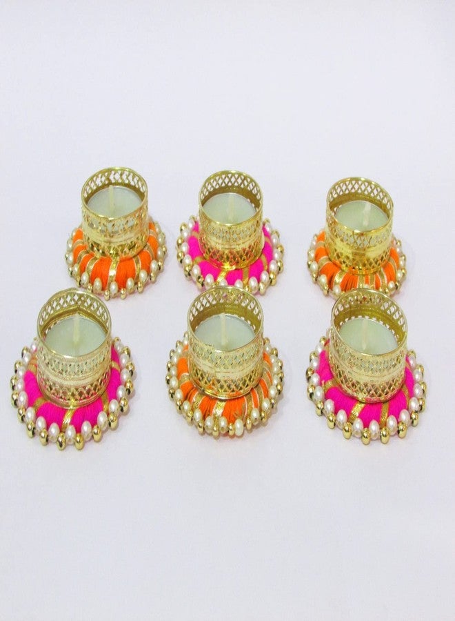 thriftkart Golden Tealight Candles Holder Set for Diwali Decorations for Home Diwali Festival Gifts (Pack of 6) - Image 3