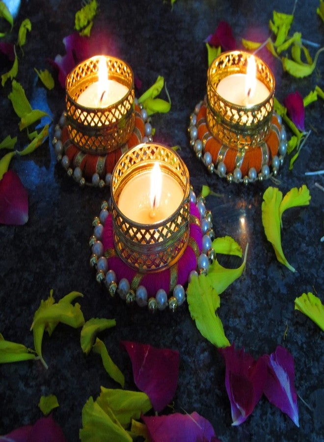 thriftkart Golden Tealight Candles Holder Set for Diwali Decorations for Home Diwali Festival Gifts (Pack of 6) - Image 4