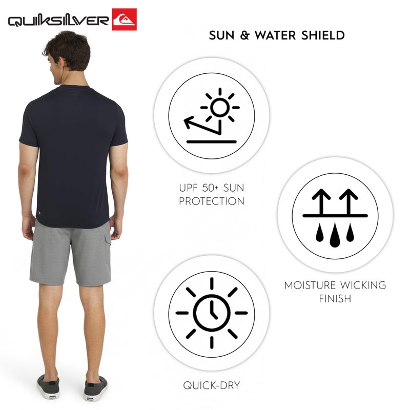 QUIKSILVER قميص واقي من الشمس بأكمام قصيرة للرجال من كويك سيلفر، مقاس عادي، حماية من الأشعة فوق البنفسجية 50، لون أزرق داكن، XX-Large - Image 5