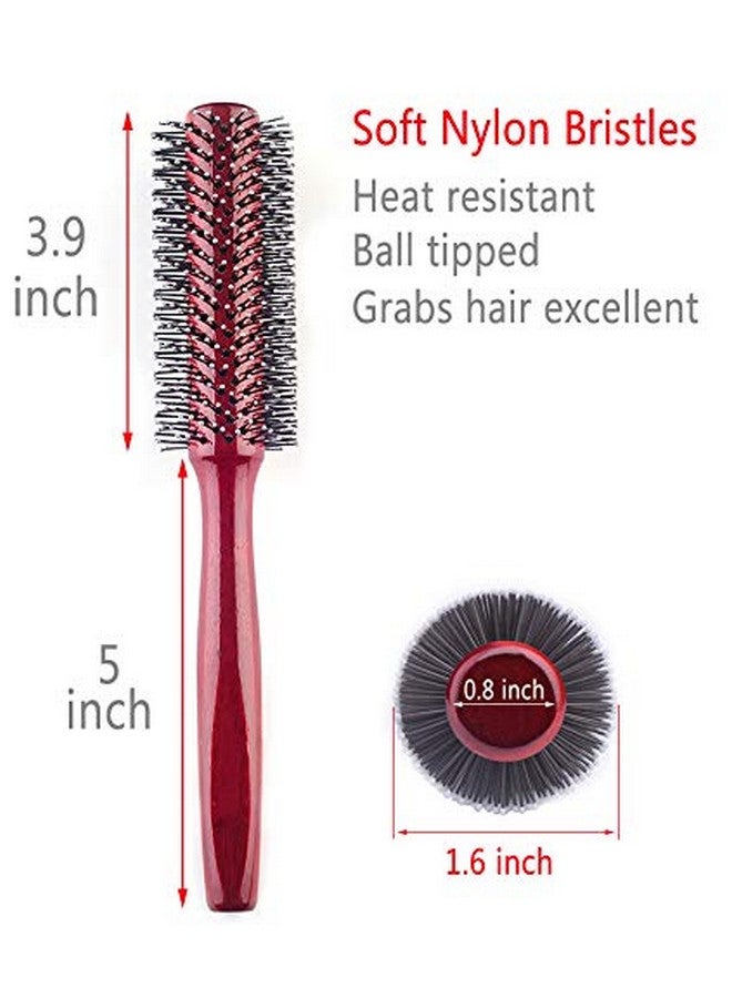 برفهير فرشاة شعر صغيرة مستديرة لتجفيف الشعر بشعيرات نايلون ناعمة، 1.6 بوصة، للشعر القصير أو المتوسط المجعد - أحمر - Image 2