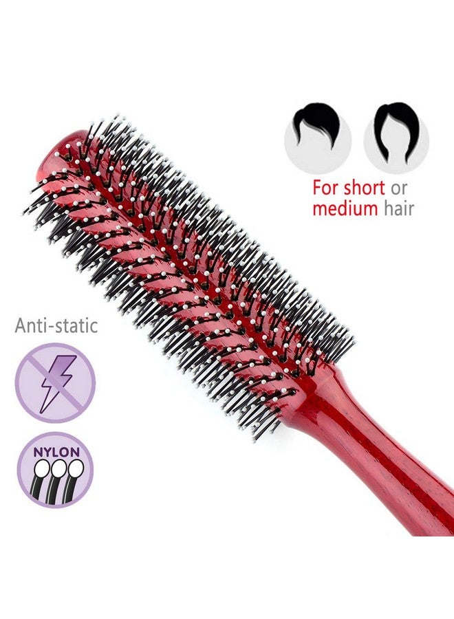 برفهير فرشاة شعر صغيرة مستديرة لتجفيف الشعر بشعيرات نايلون ناعمة، 1.6 بوصة، للشعر القصير أو المتوسط المجعد - أحمر - Image 3