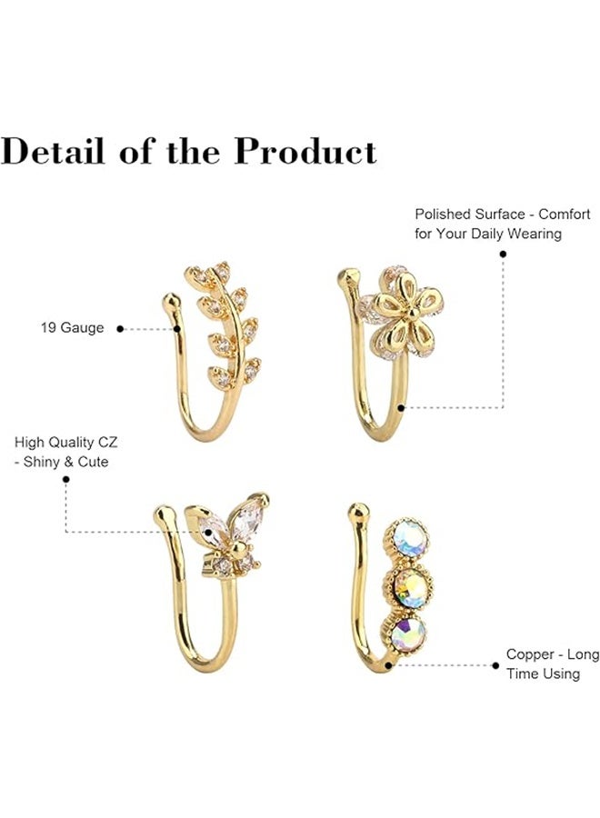 Fake Nose Ring CZ African Nose Cuffs Gold/Silver/Rose Gold Faux Septum Nose Rings Clip on Nose Jewelry for Woman Non Pierced Jewelry - Image 2