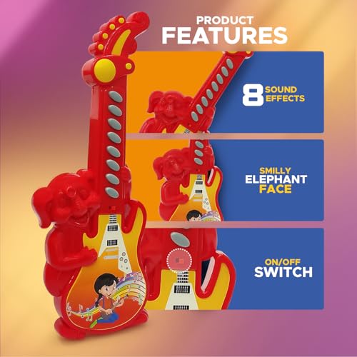 NHR Kids Musical Guitar – 8 Sound Buttons, Music Instrument for Beginners Toddlers, Fun & Educational Toy for Early Learning and Development for 1+ Years for Child (Multicolor) - Image 5
