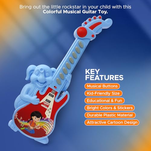 NHR Kids Musical Guitar – 8 Sound Buttons, Music Instrument for Beginners Toddlers, Fun & Educational Toy for Early Learning and Development for 1+ Years for Child (Multicolor) - Image 4