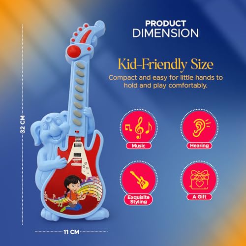 NHR Kids Musical Guitar – 8 Sound Buttons, Music Instrument for Beginners Toddlers, Fun & Educational Toy for Early Learning and Development for 1+ Years for Child (Multicolor) - Image 2