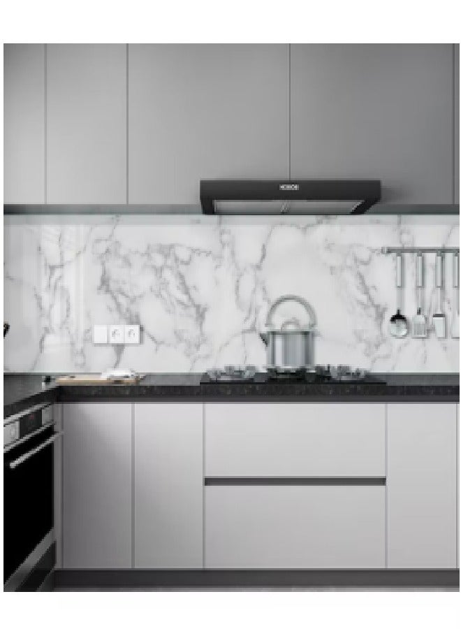 Kitchen Countertop Self-Adhesive Waterproof Wallpaper White/Grey 30x200cm - Image 2