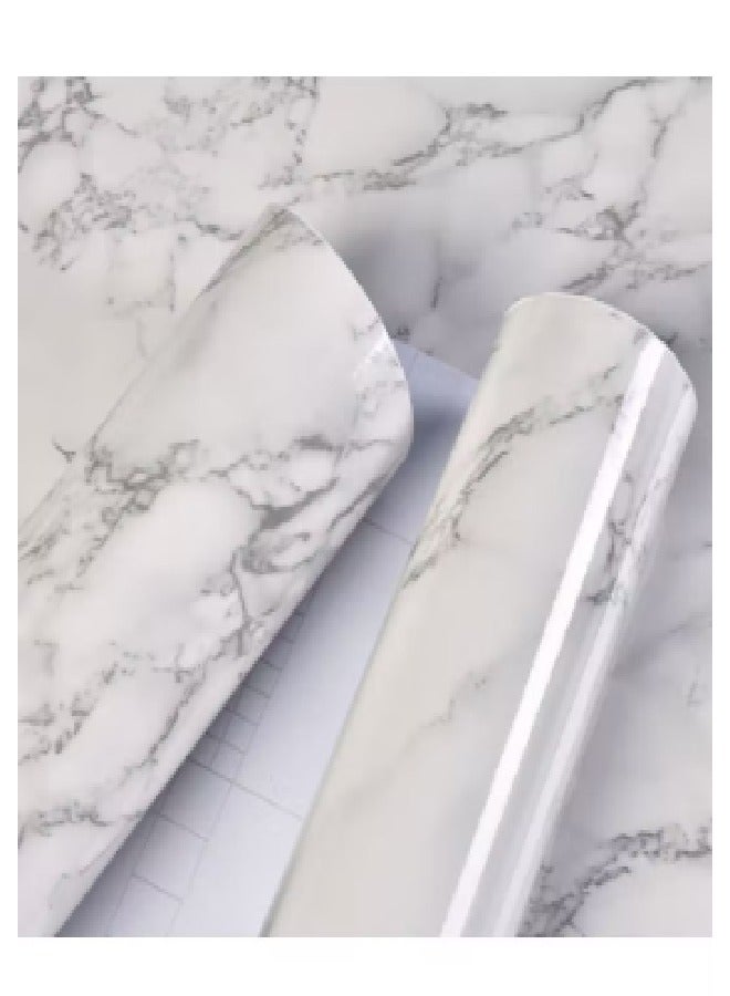 Kitchen Countertop Self-Adhesive Waterproof Wallpaper White/Grey 30x200cm - Image 3