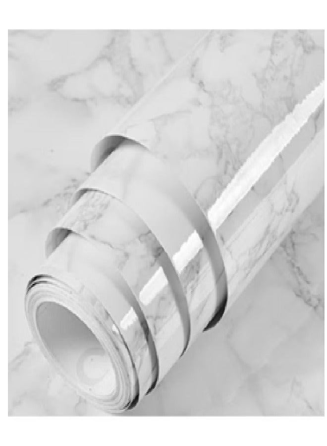 Kitchen Countertop Self-Adhesive Waterproof Wallpaper White/Grey 30x200cm - Image 4