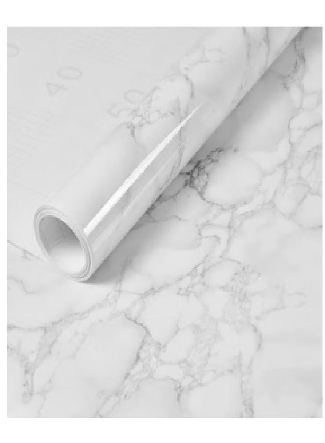 Kitchen Countertop Self-Adhesive Waterproof Wallpaper White/Grey 30x200cm - Image 5