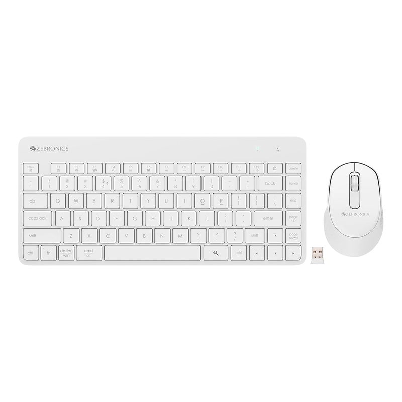 ZEBRONICS كيبورد وماوس لاسلكي كومبو Companion 201 بتردد 2.4GHz، 83 مفتاح، مفتاح مساعد بالذكاء الاصطناعي، 12 مفتاح وسائط متعددة مدمجة، ماوس بـ 3 أزرار، 1600 DPI، دقة عالية، تشغيل صامت (أبيض) - Image 1