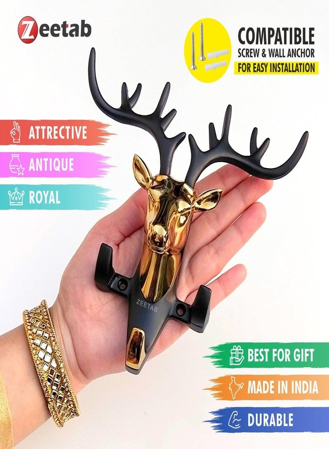 Zeetab Deer Key Holder, Wall Mount Cloth Hanger & Metal Key Stand with 3 Hook | Home Decor Gift (Gold) - Image 5