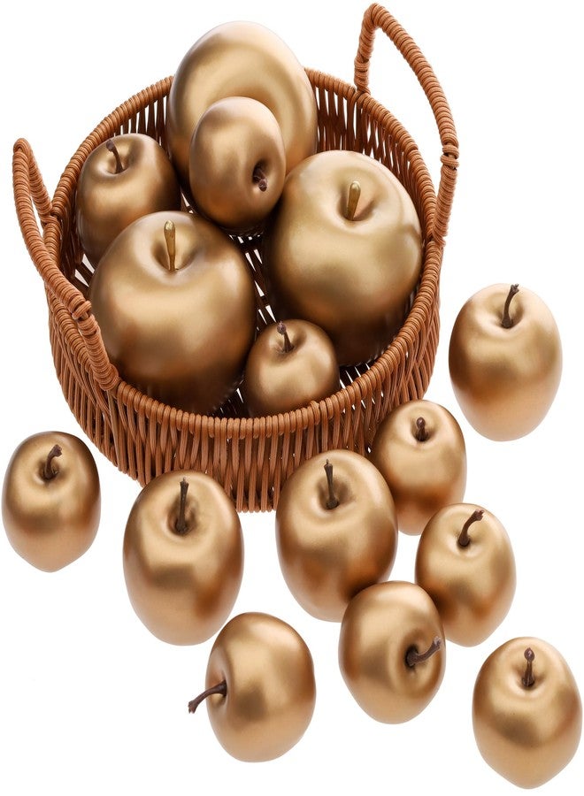 Gresorth 15 PCS Artificial Golden Apple Decoration Fake Fruit Model Lifelike Vegetable Display Simulation Home Set for Cabinet Christmas Table - Image 1