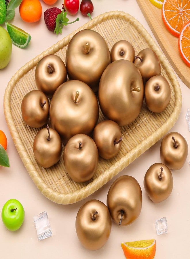 Gresorth 15 PCS Artificial Golden Apple Decoration Fake Fruit Model Lifelike Vegetable Display Simulation Home Set for Cabinet Christmas Table - Image 3