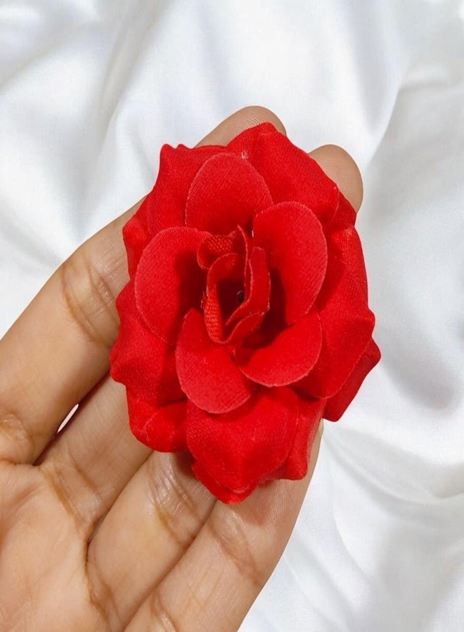 دبوس ورد صناعي على شكل وردة يهودية للنساء، إكسسوارات شعر زهرية للكعكة، وللعرائس، وحفلات الزفاف، والمناسبات التقليدية (عبوة من 6 قطع حمراء و6 قطع صفراء) - Image 2