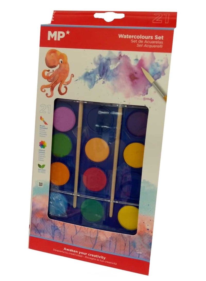 أم بي مجموعة ألوان مائية مكونة من 21 قطعة