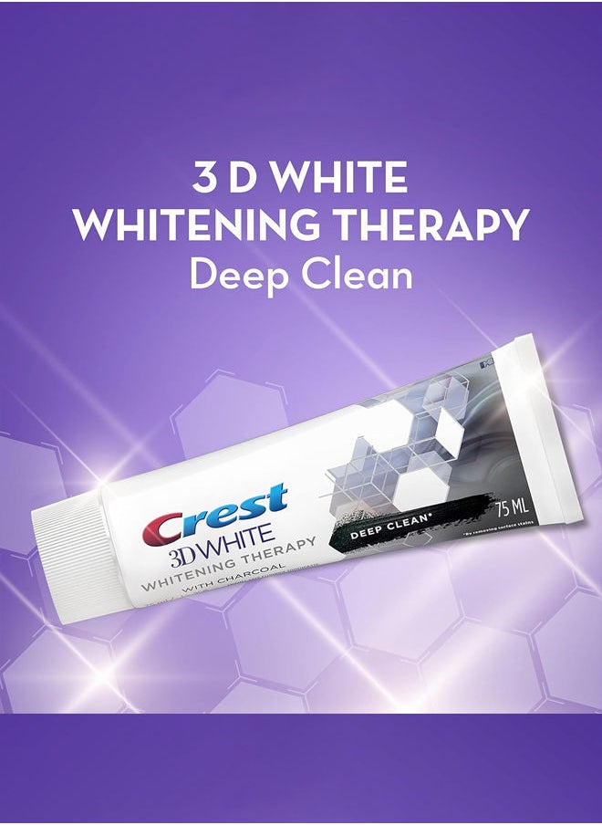Crest - 3D White Whitening Therapy Toothpaste - Deep Clean with Charcoal 75mll Pack of 3 - Image 1