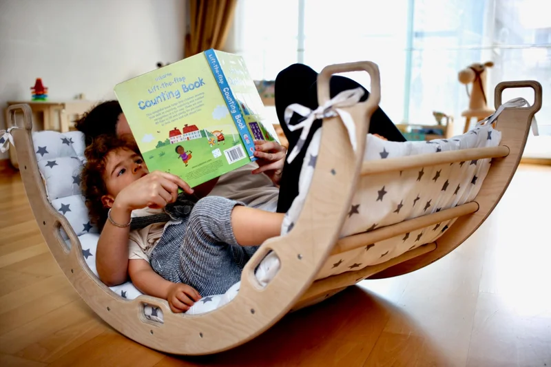 Kidoppo Pikler Climbing Set | Wooden Montessori Play Set and Activity Center | Triangle + Belt + Star Pillow