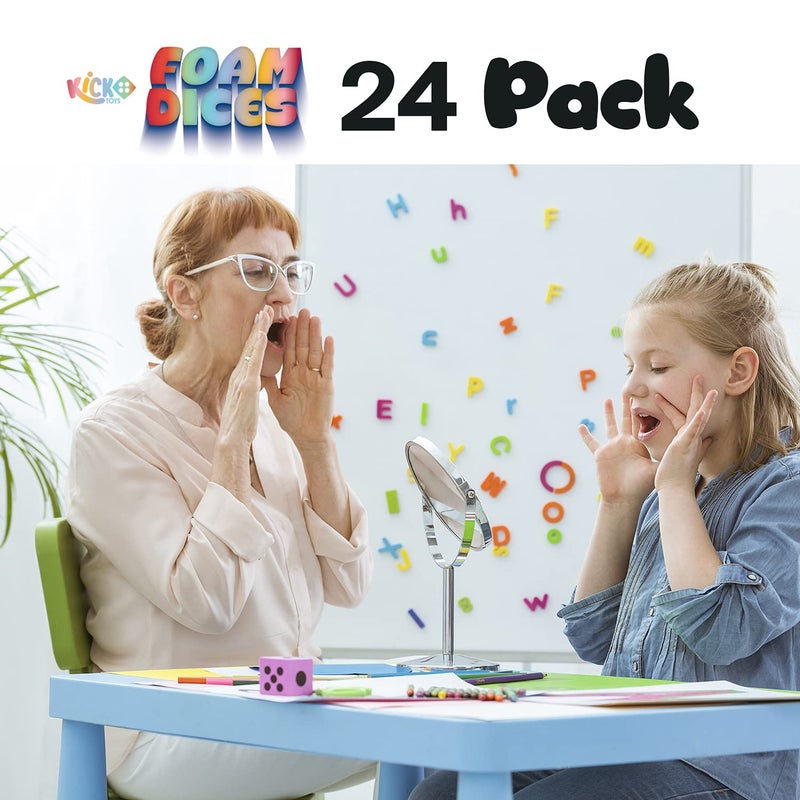 Kicko | Foam Dice Set - 6 Assorted Large Sided Dice - Colorful Big Square Blocks - Ideal Gift for Children - Math Educational Toys - Suitable Pastime Toy, Party Favors, and Party Supplies (24 Pack) - Image 2
