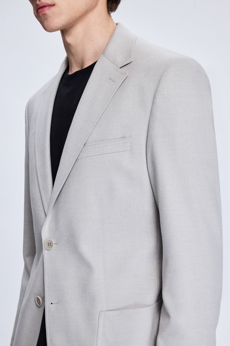 HTML Gray Slim Fit Mono Collar Casual Jacket  - Image 3