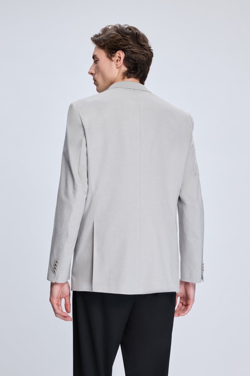 HTML Gray Slim Fit Mono Collar Casual Jacket  - Image 5
