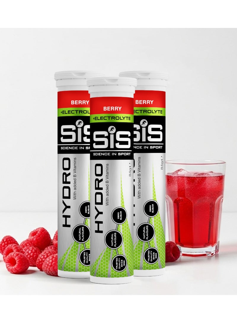 SIS Hydro Electrolyte Tablets 60 Servings | 3 Pack | 60 x 4.5g | Sugar Free Hydration Tablets | Essential Electrolytes to Reduce Fatigue & Aid Rehydration | Gluten Free | Berry Flavour - Image 1