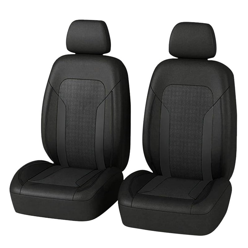 carleef 4PCS Cooling Car Seat Covers,Breathable Front Seat Covers with Mesh Construction and Foam Padding,Car Seat Protector to Reduce Back Sweating,Universal Car Interior for Car SUV (Black) - Image 1