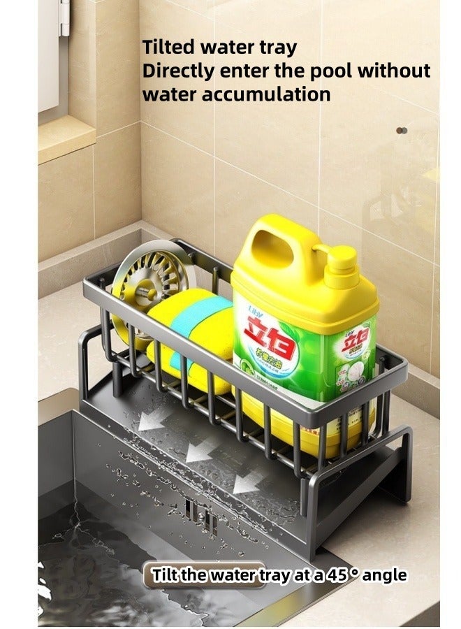 Kitchen Sink Storage Rack with Towel Rod Sink Drying Drainer Rack,Toilet Storage Rack, Soap Dishcloth Brush Holder Organizer for Kitchen,Kitchen Faucet Sponge Holder,Drain Rack for Sponge, Soap, Brush, Towel, Scrubbers, Bathroom and Kitchen Supplies
